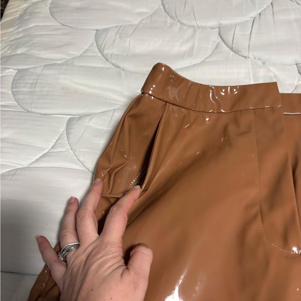Anthropologie Sunday in Brooklyn Glossy Brown Pencil Skirt - Picture 10 of 13
